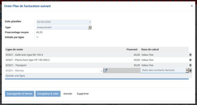 Facturation +er avancement avec détail des avancements par poste