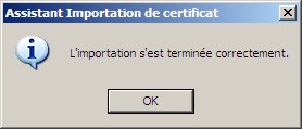L'importation s'est terminée correctement IE7