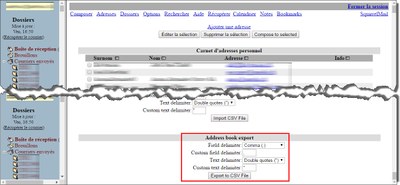 SquirreMail liste des adresses export